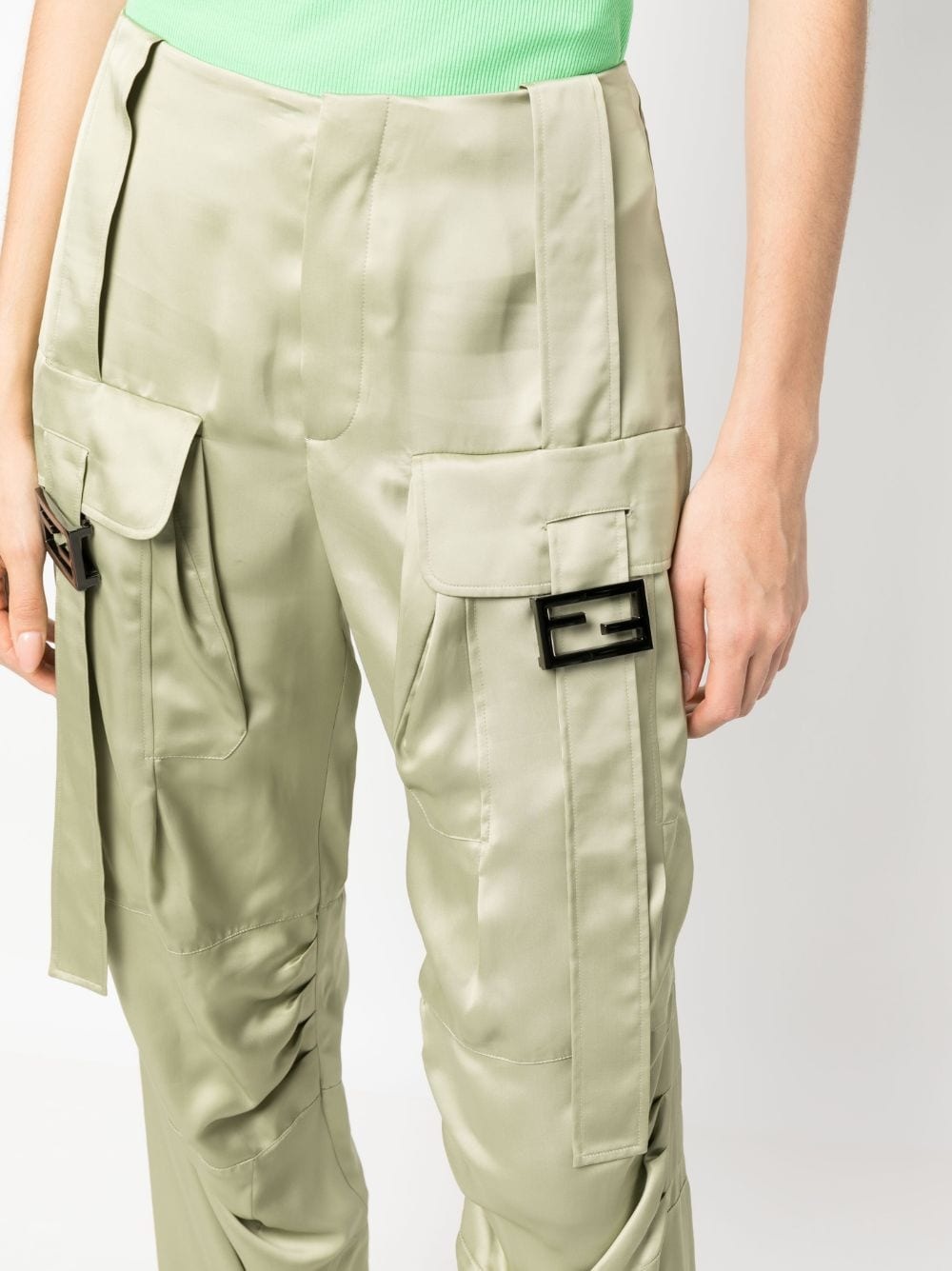 satin-finish cargo trousers - 5