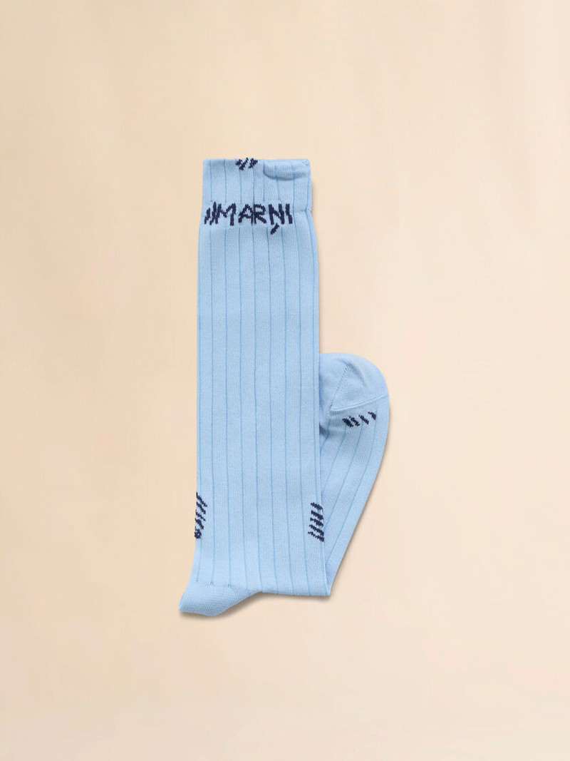 Marni LIGHT BLUE RIBBED COTTON SOCKS WITH MARNI MENDING outlook