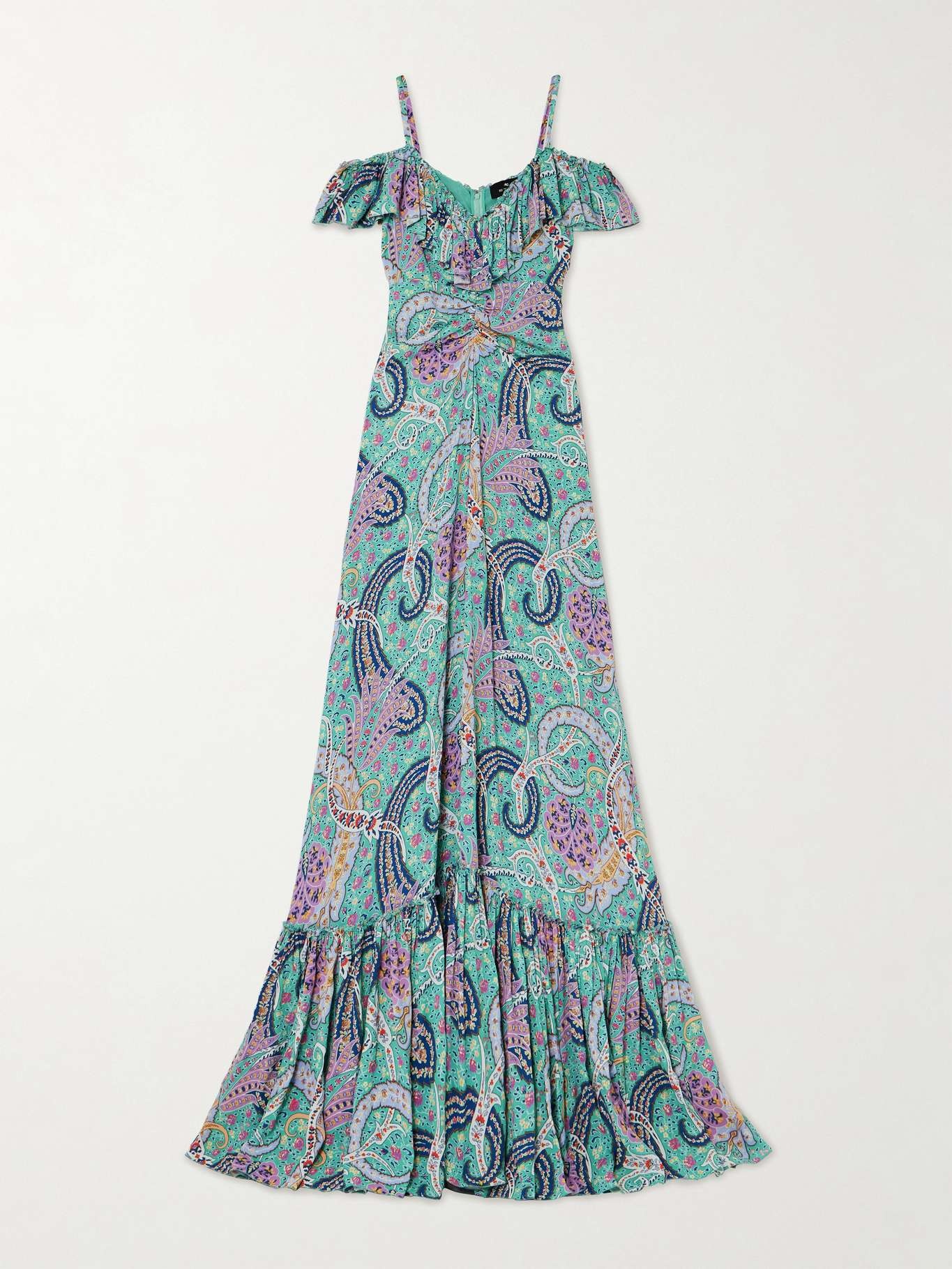 Etro Off-the-shoulder ruffled paisley-print georgette maxi