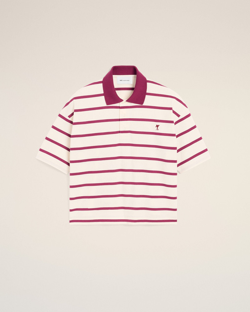 WHITE COTTON POLO WITH AMI DE COEUR ARROW 1