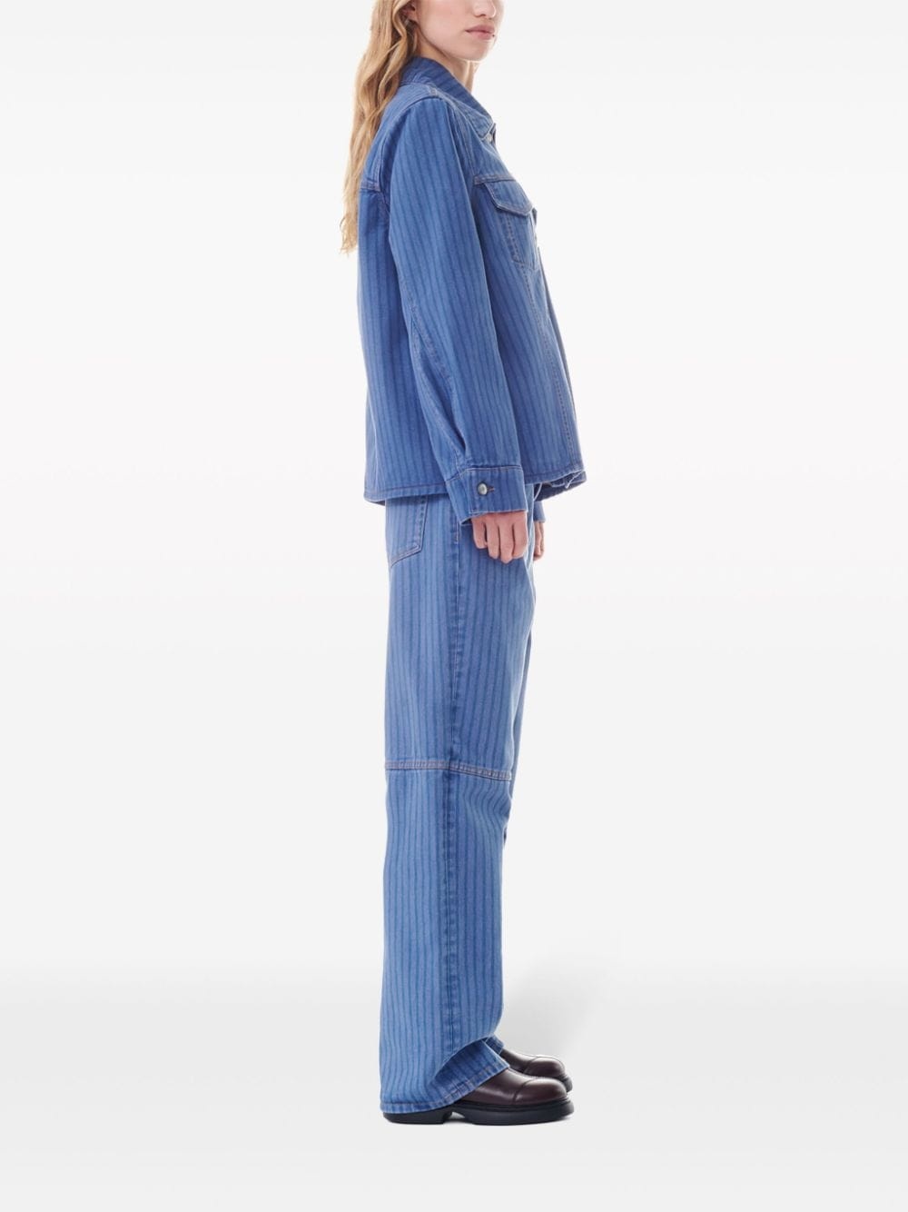striped denim jacket - 3