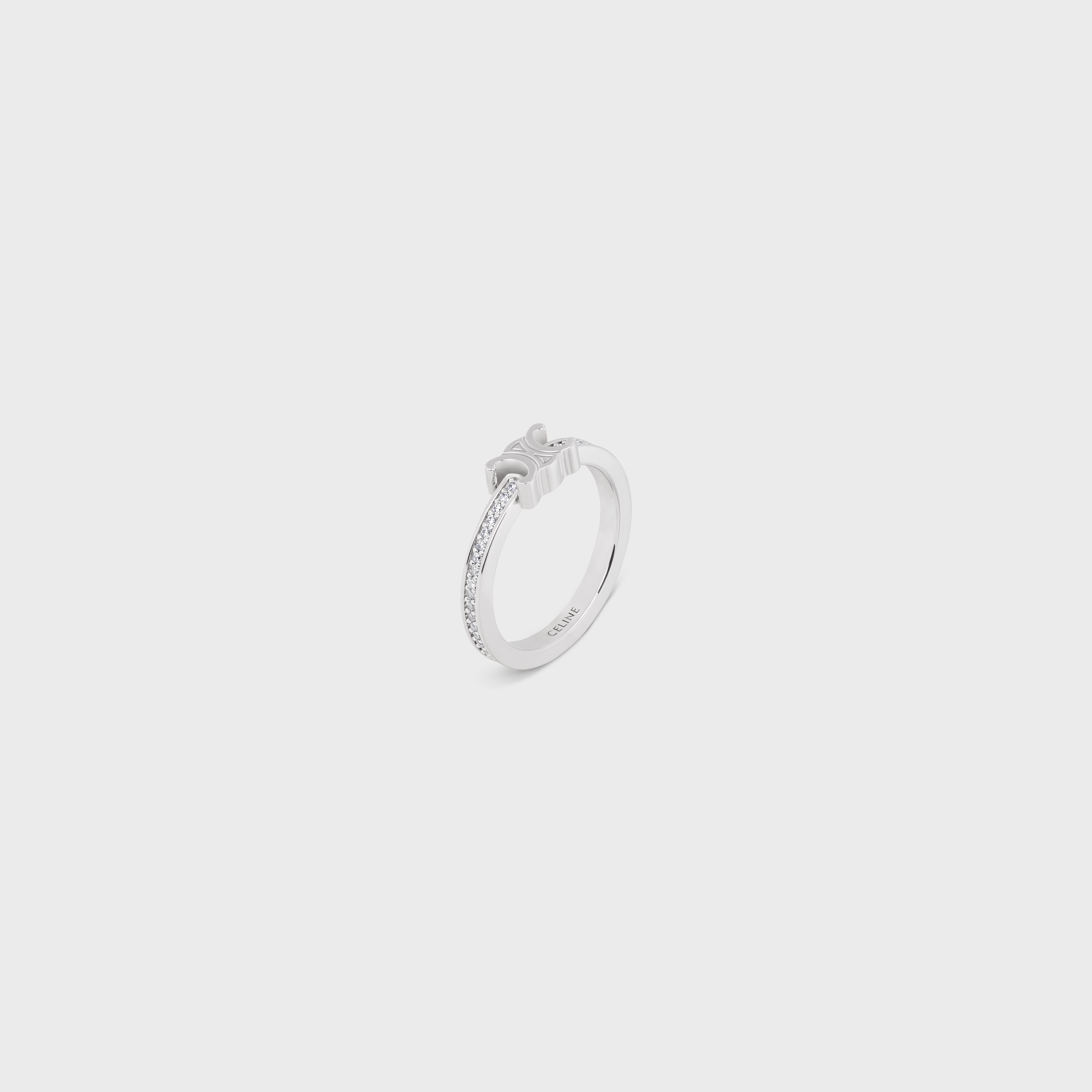 24PF new/CELINE ストラスリング Ring Silver Céline Celine #52 Triomphe Asymmetric Women's Ring Metal ref