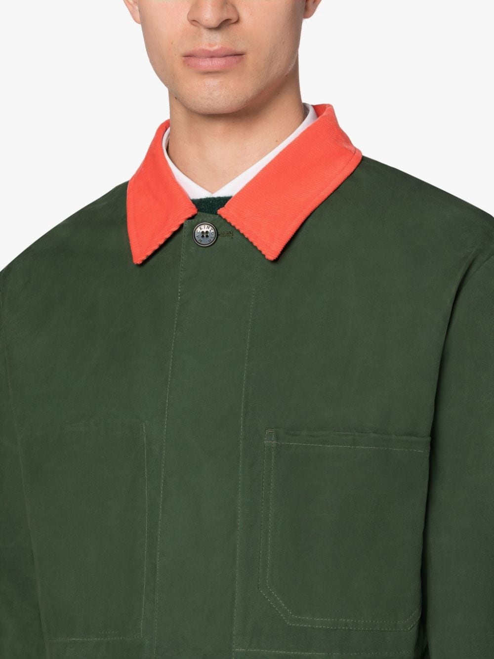 DRIZZLE GREEN WAXED COTTON CHORE JACKET - 5