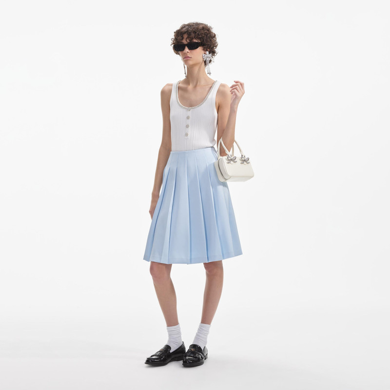 self-portrait Blue Satin Midi Skirt outlook