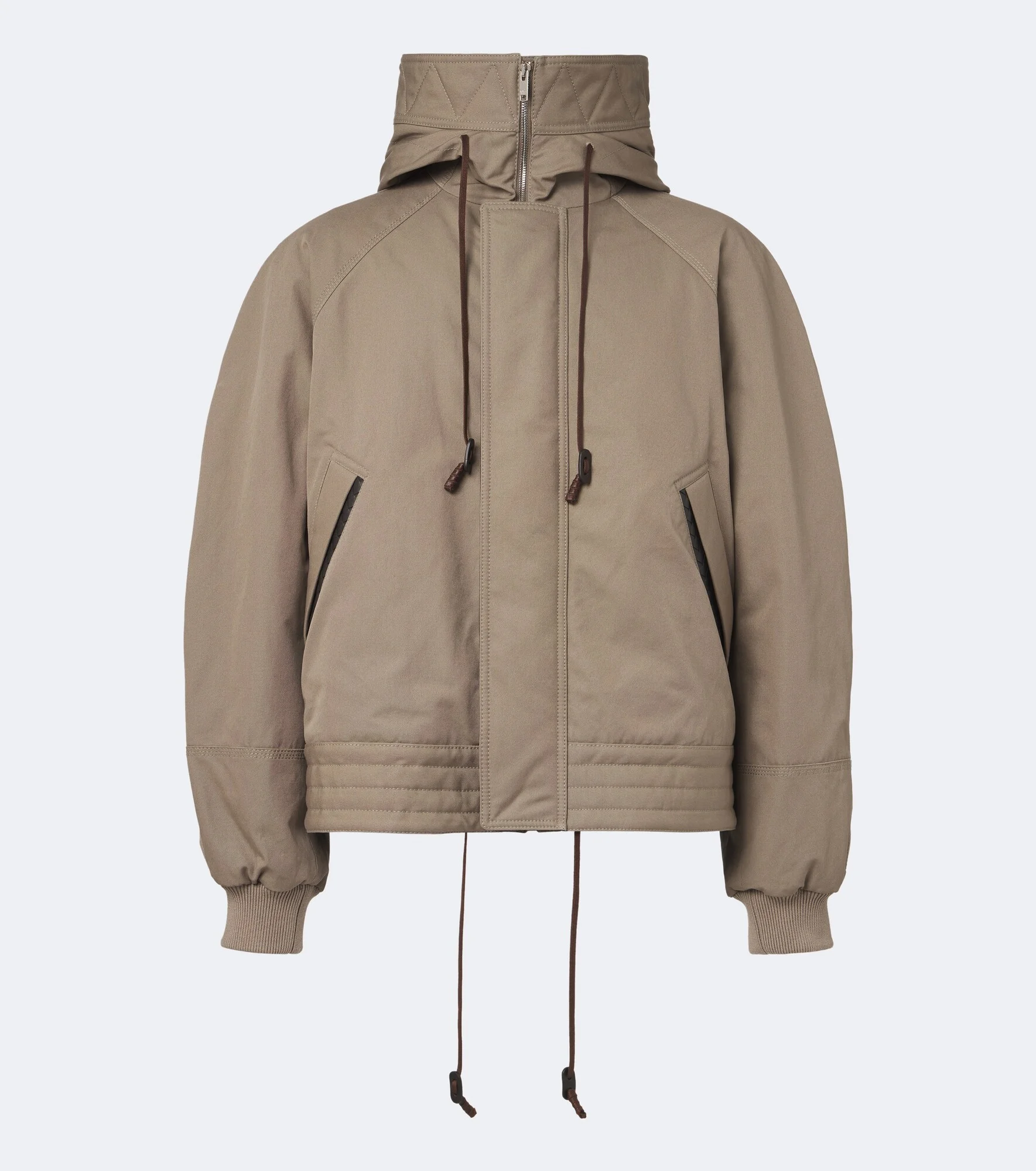 Leather-trimmed cotton canvas jacket - 1