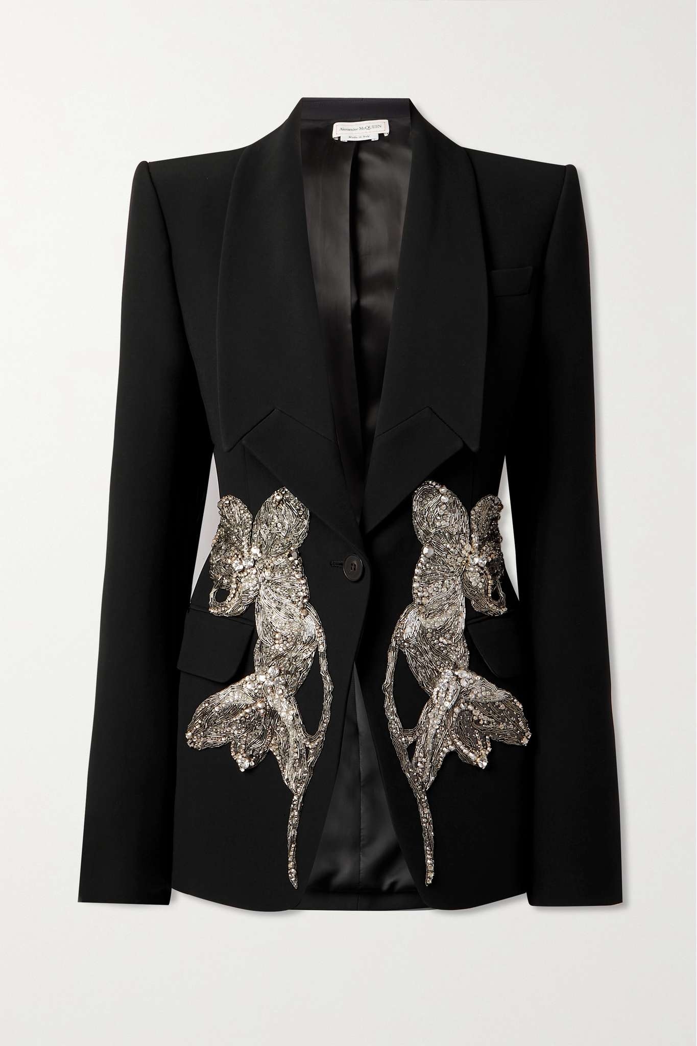 Crystal-embellished appliquéd crepe blazer - 1