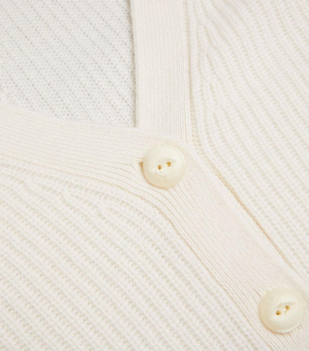 Cashmere V-Neck Pierce Cardigan - 6