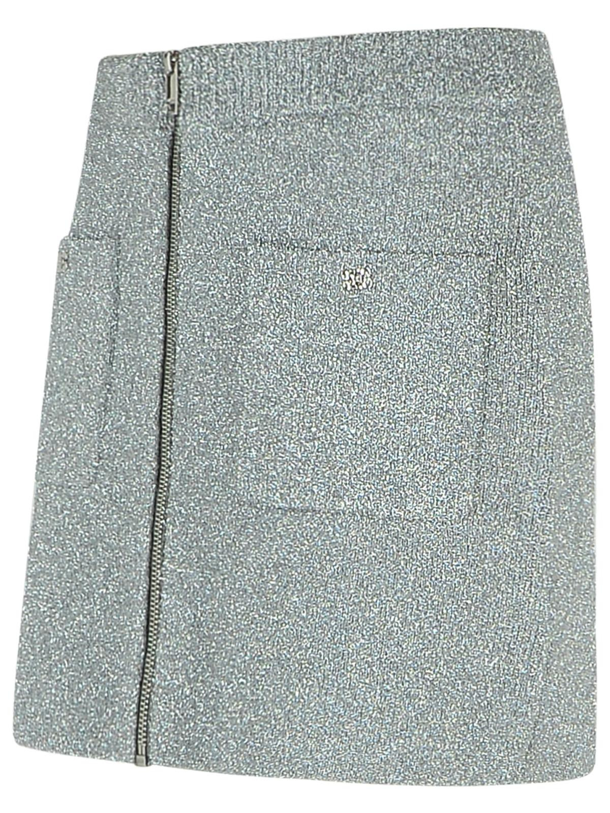 Ganni 'Sparkle' Silver Wool Blend Miniskirt Women - 2