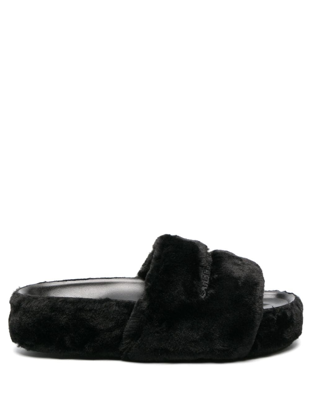 faux-fur moulded-footbed slippers - 1
