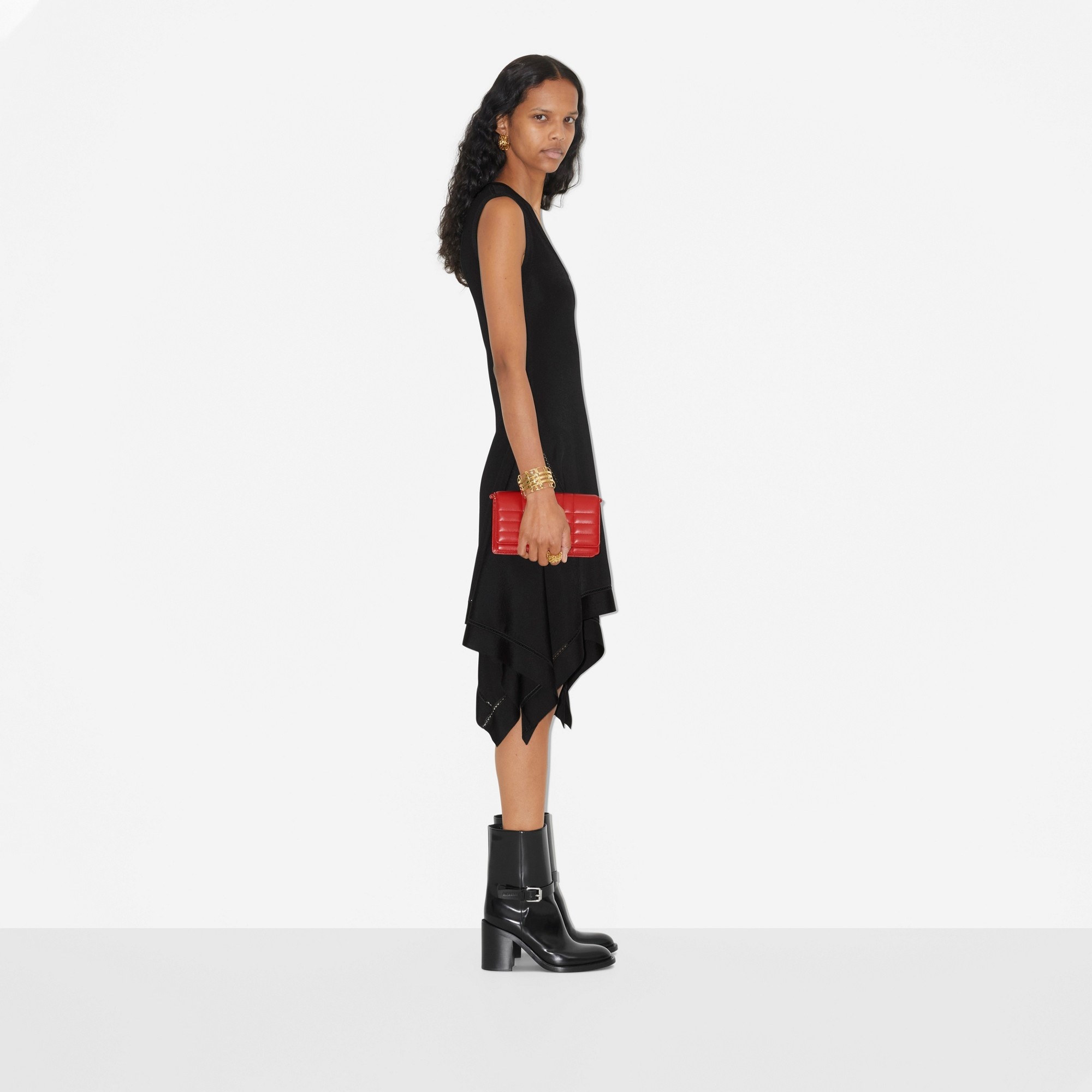 Draped Hem Viscose Blend Dress - 3