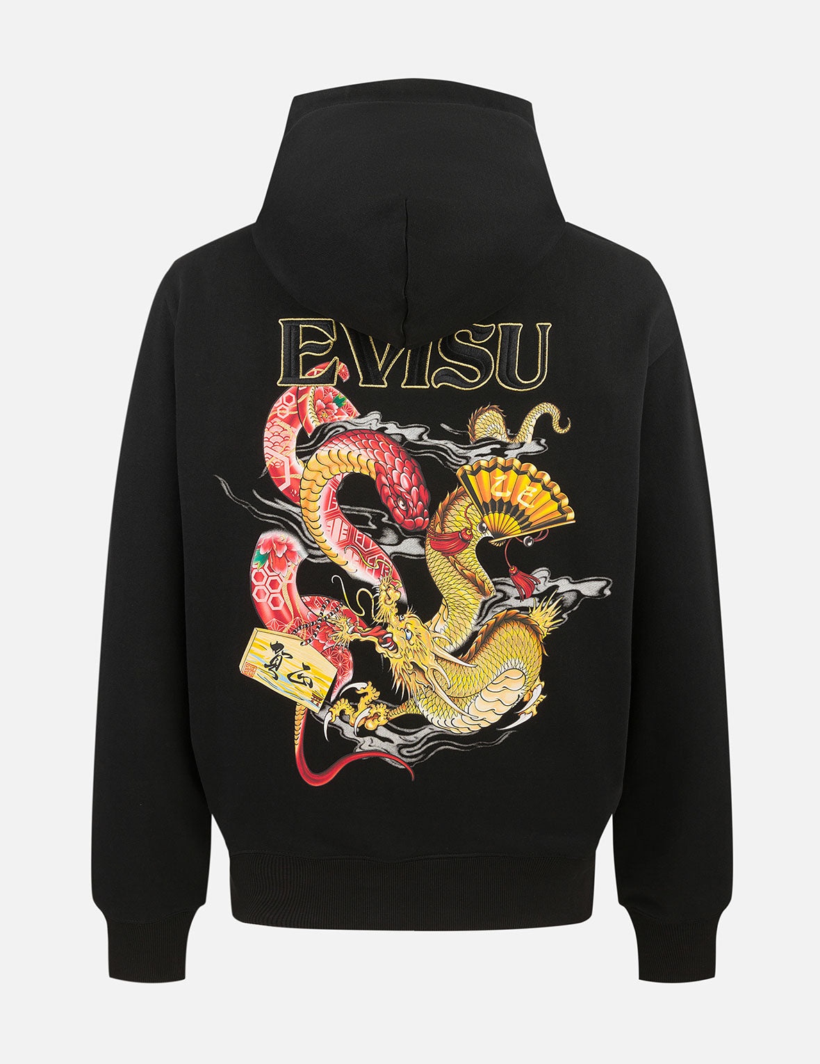 Soaring Snake and Dragon Print Relax Fit Hoodie - 1