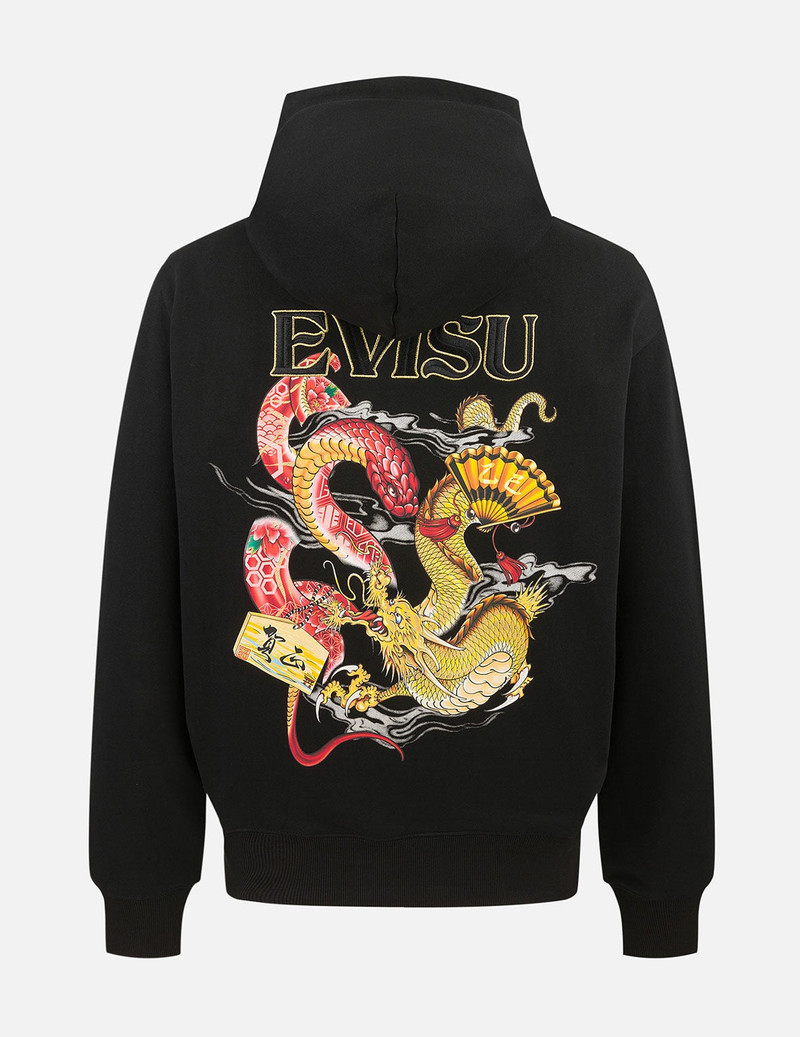 Soaring Snake and Dragon Print Relax Fit Hoodie 1