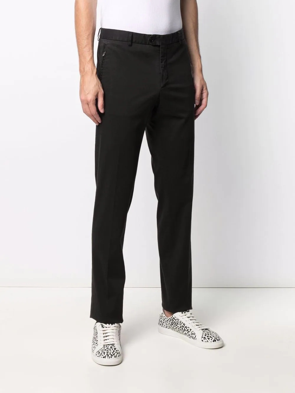 zip-detail chino trousers - 3