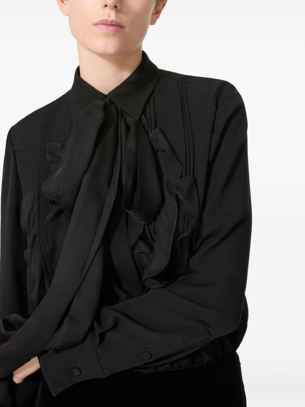 pussy bow-collar silk shirt - 2