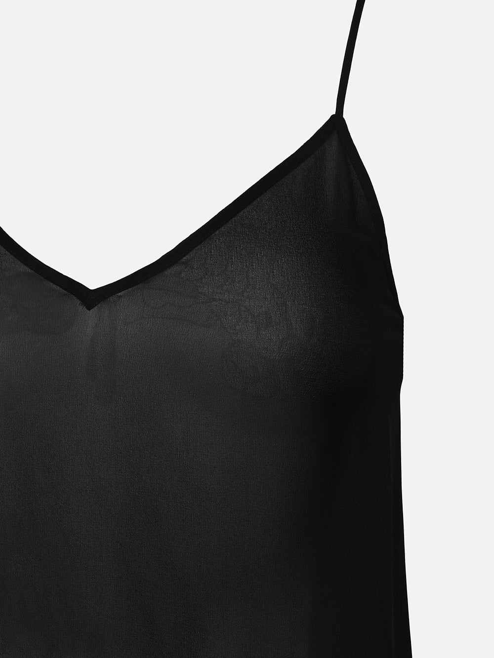 V-Neck Cami Top in Black - 2