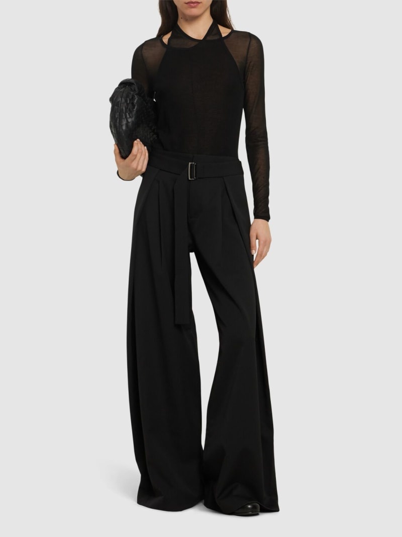 Fold wide wool blend pants - 2