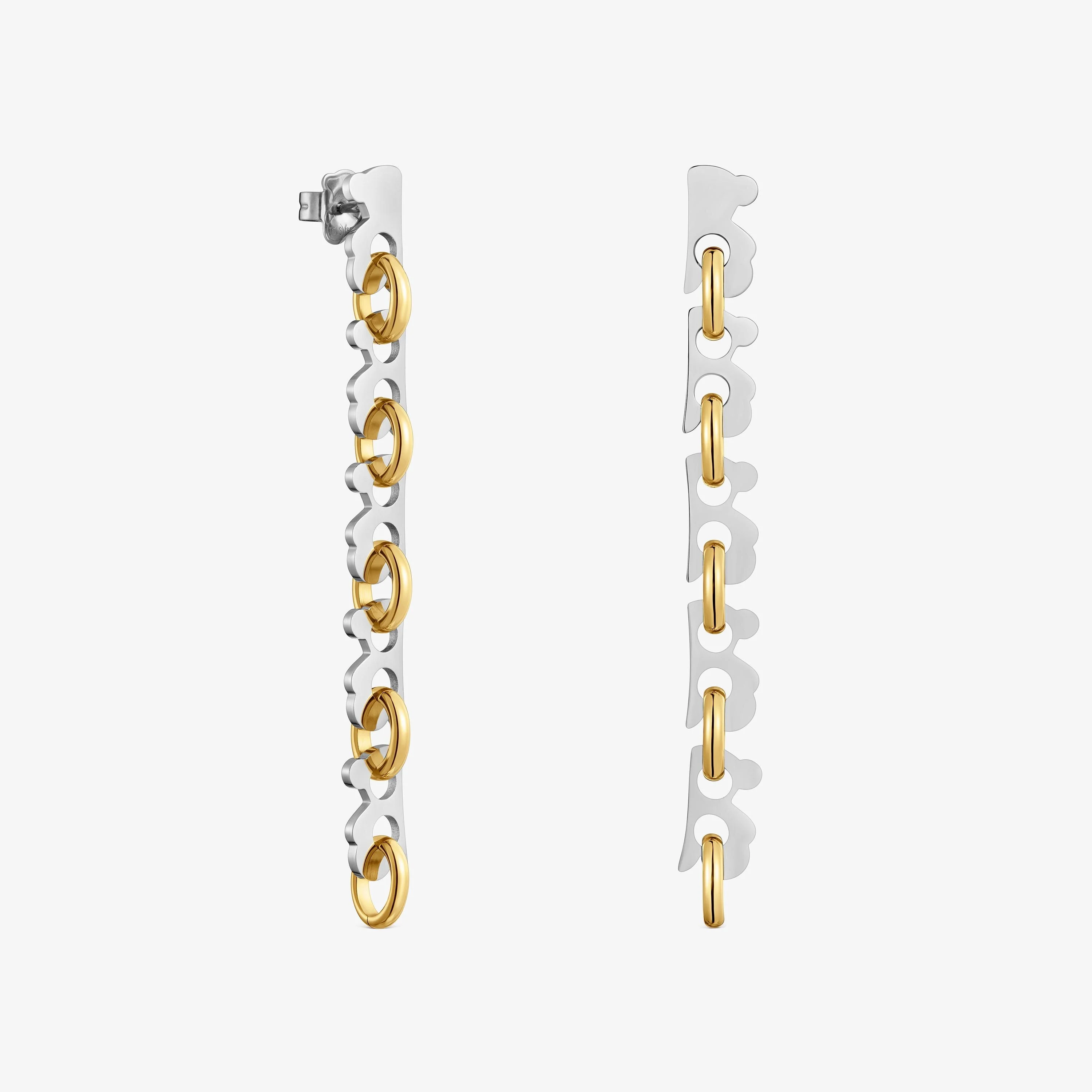 Long 66 mm two-tone steel bear Earrings TOUS Half Bear - 1