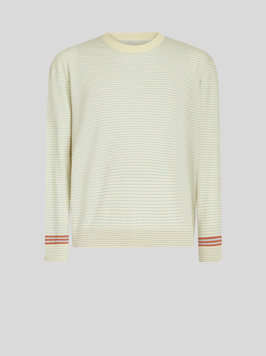 STRIPED COTTON AND CASHMERE SWEATER - 1