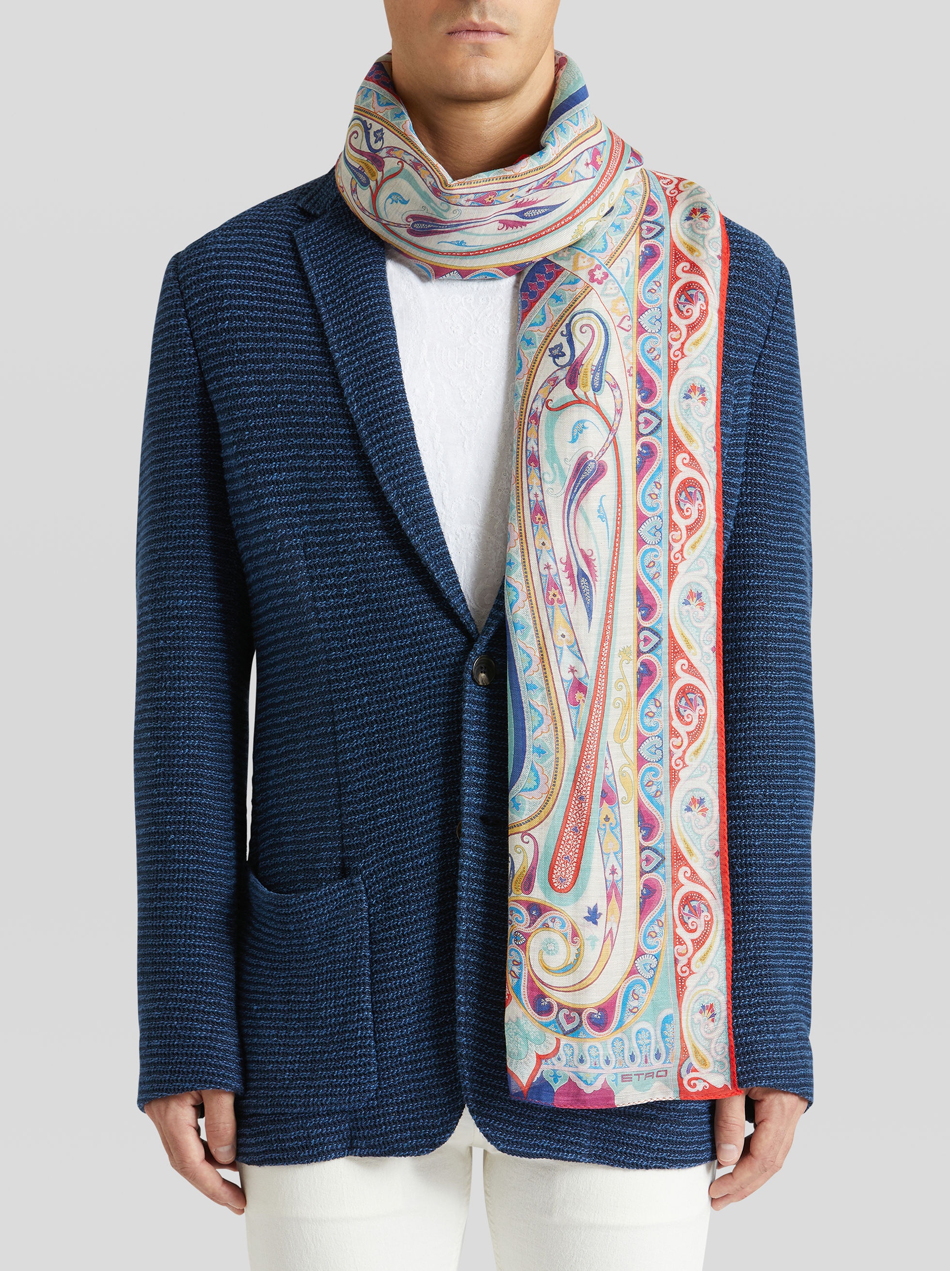 LINEN AND SILK PAISLEY SCARF - 2