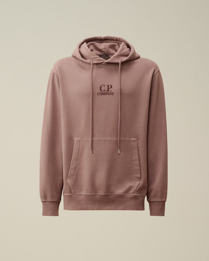 Brushed and Emerized Diagonal Fleece Logo Hooded Sweatshirt 1
