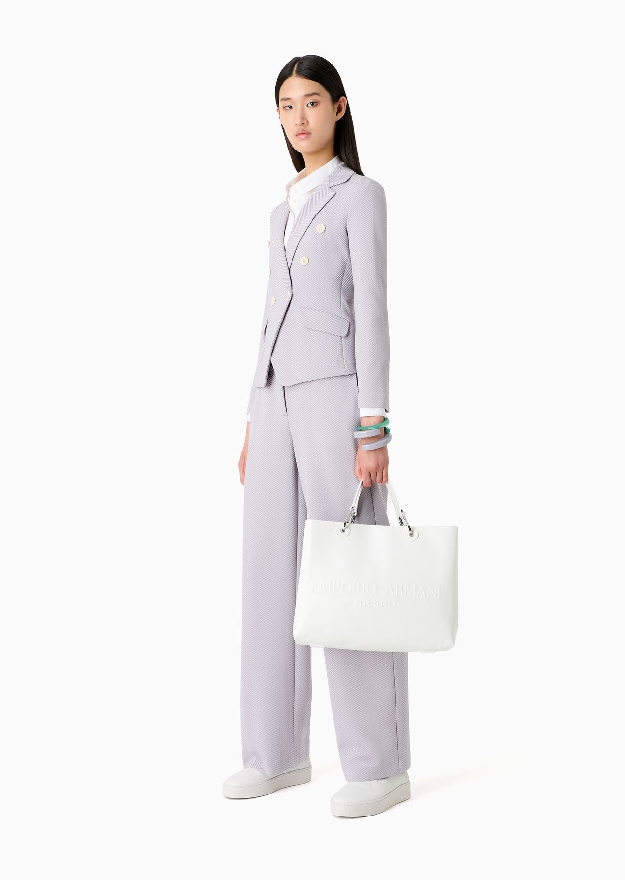 Embossed chevron jacquard jersey trousers - 4