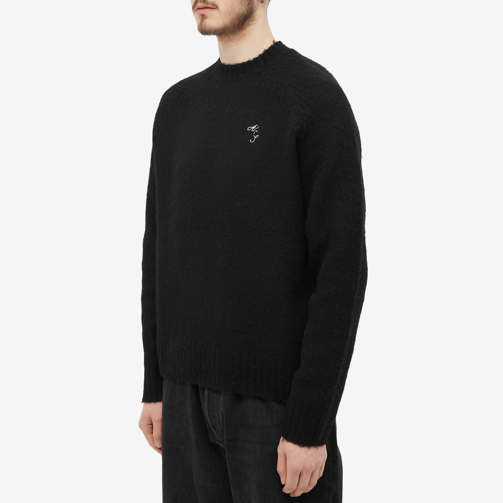 トップス ACNE STUDIOS KOWHAI BRUSHED CREW KNIT S Acne Studios Men's Kowhai Brushed Crew Knit in Chocolate