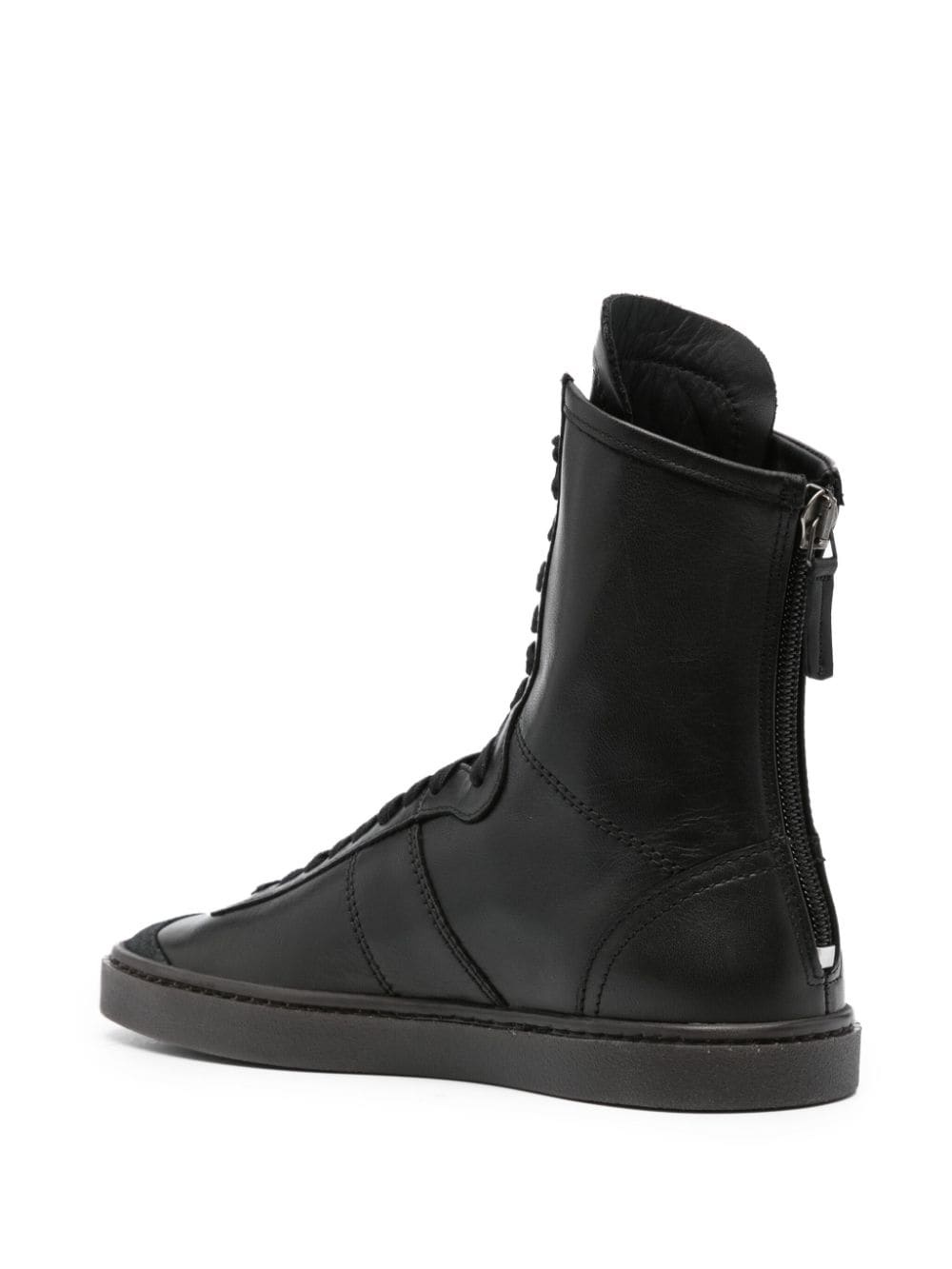 high-top leather sneakers - 3