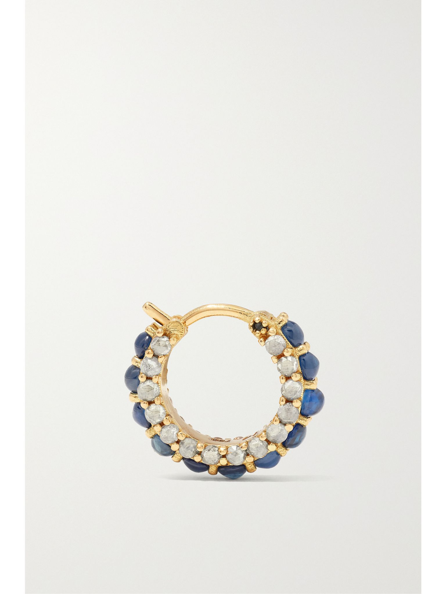 Streamflow 18-karat gold, sapphire and diamond hoop earrings Blue - 3