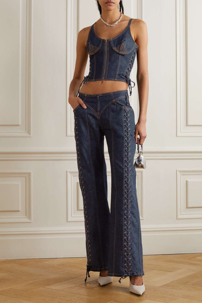 Jean Paul Gaultier Lace-up low-rise wide-leg jeans outlook