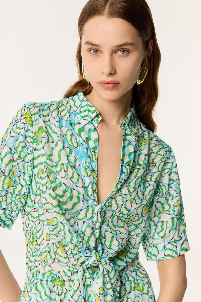 Poupette St Barth Short Jumpsuit Bettina - Green Wings Flower outlook