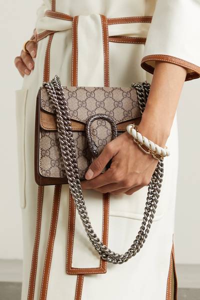 GUCCI Dionysus mini printed coated-canvas and suede shoulder bag outlook