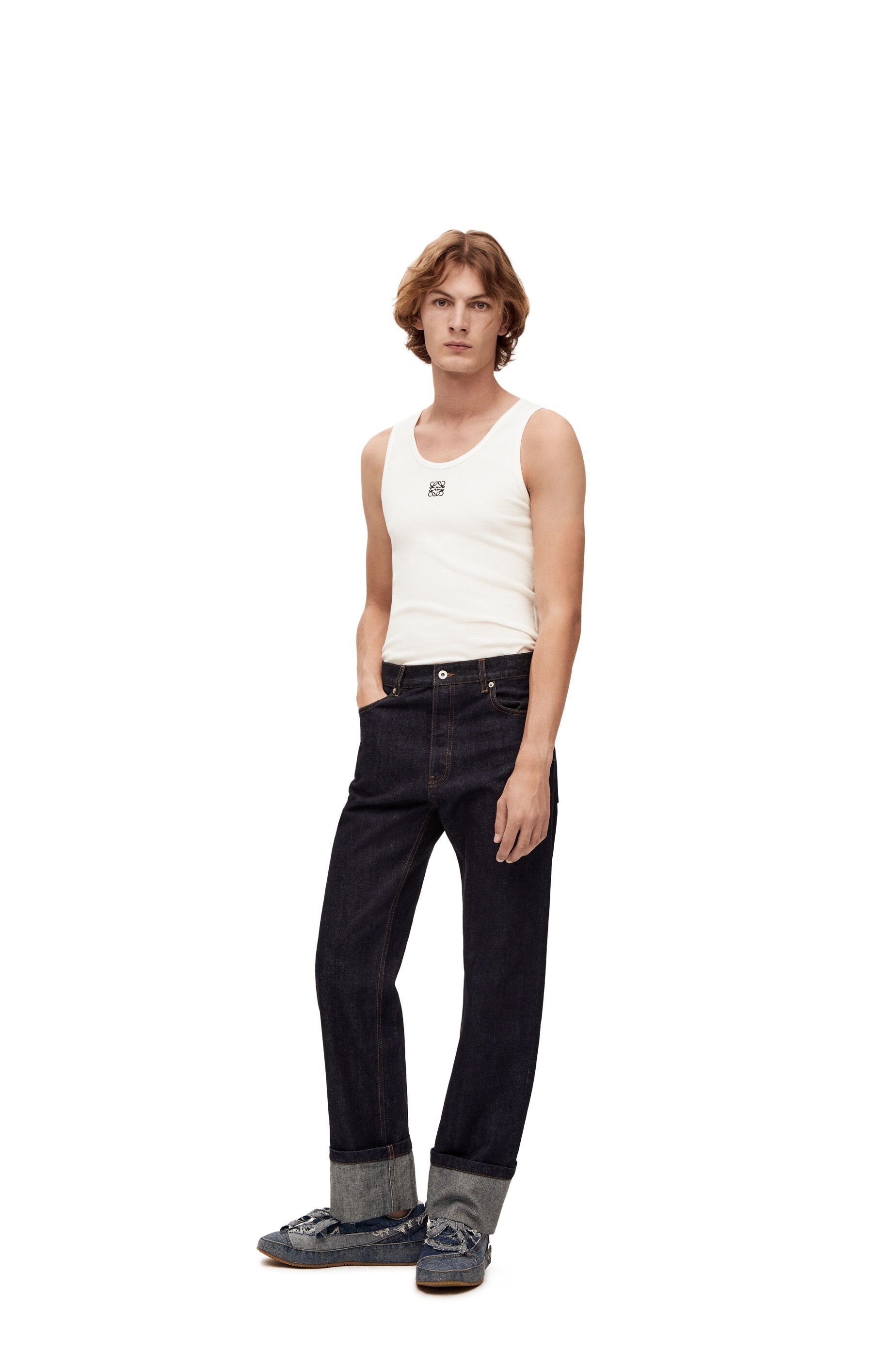 LOEWE Logo-Embroidered Ribbed Stretch-Cotton Tank Top for Men