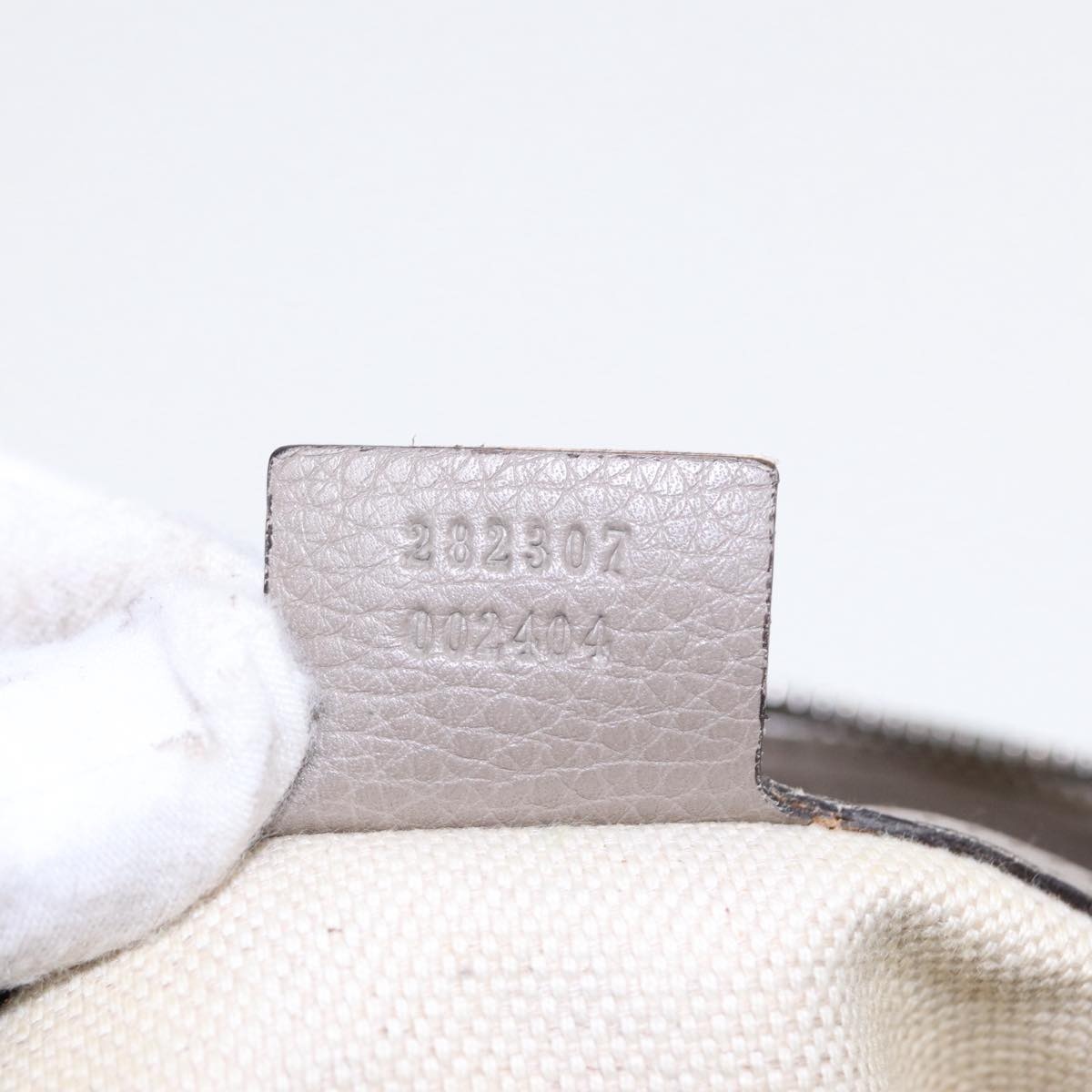 GUCCI Hand Bag Leather Gray Gold - 12
