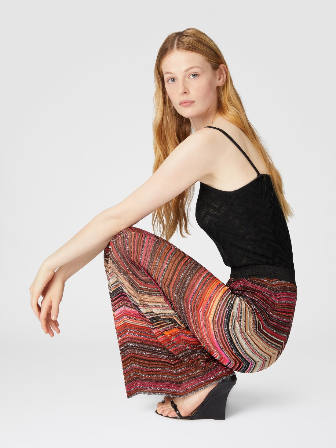 Palazzo chevron lamé trousers with sequins - 4
