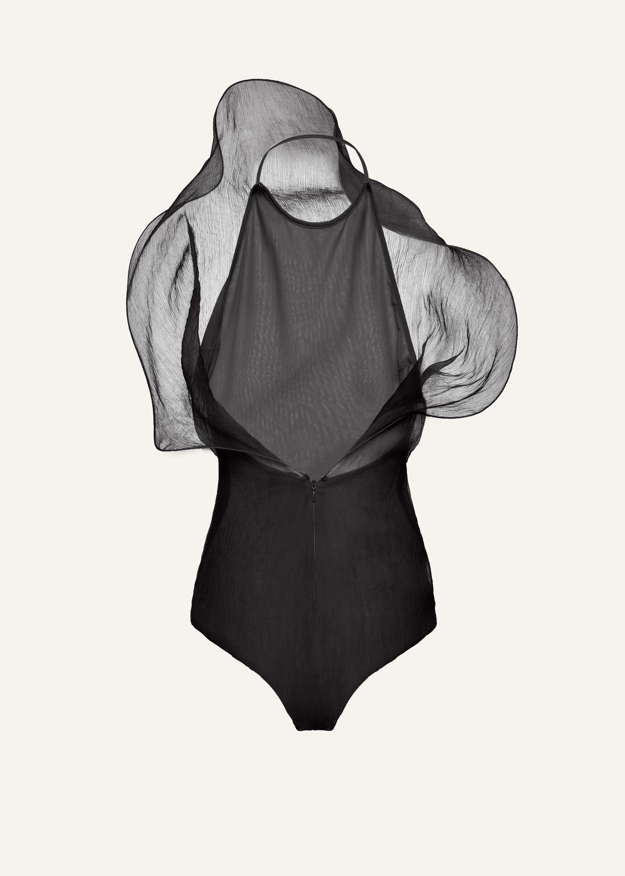 Silk organza bodysuit in black - 2