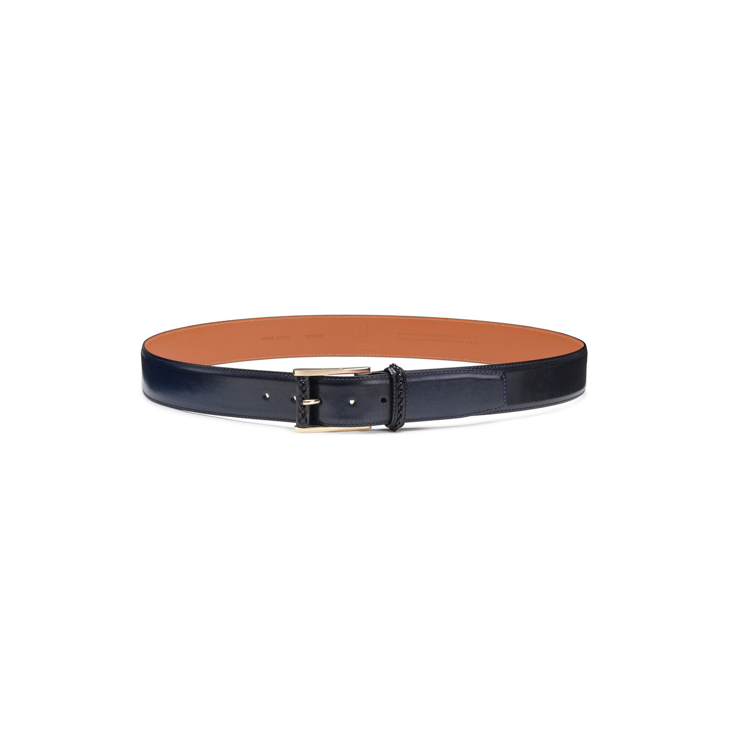 Blue leather adjustable Meraviglia Collection belt - 3