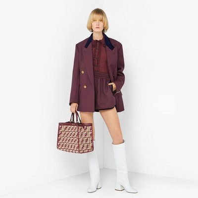 FENDI Burgundy FF raffia bag outlook