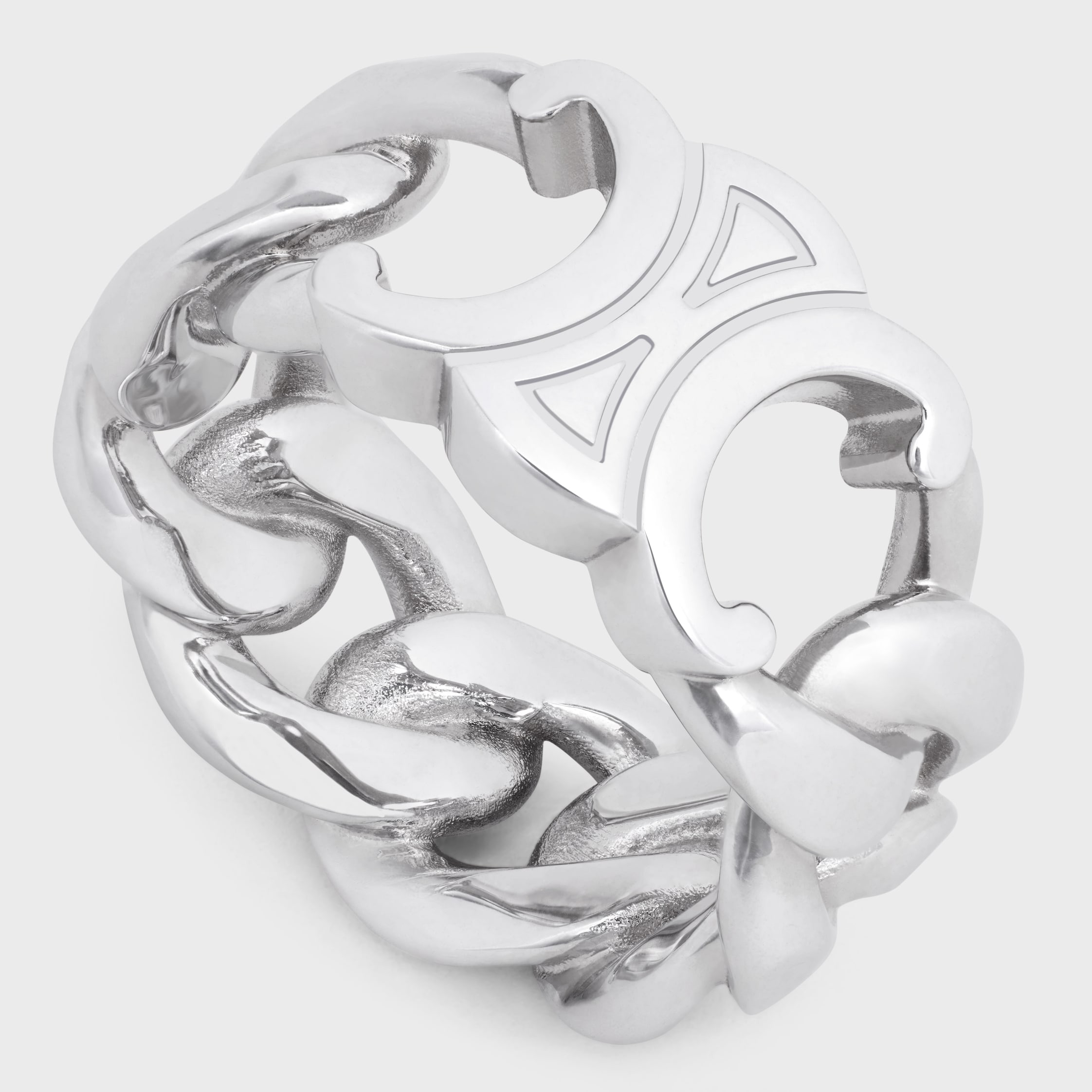 Triomphe Gourmette Ring in Brass with Rhodium Finish - 4