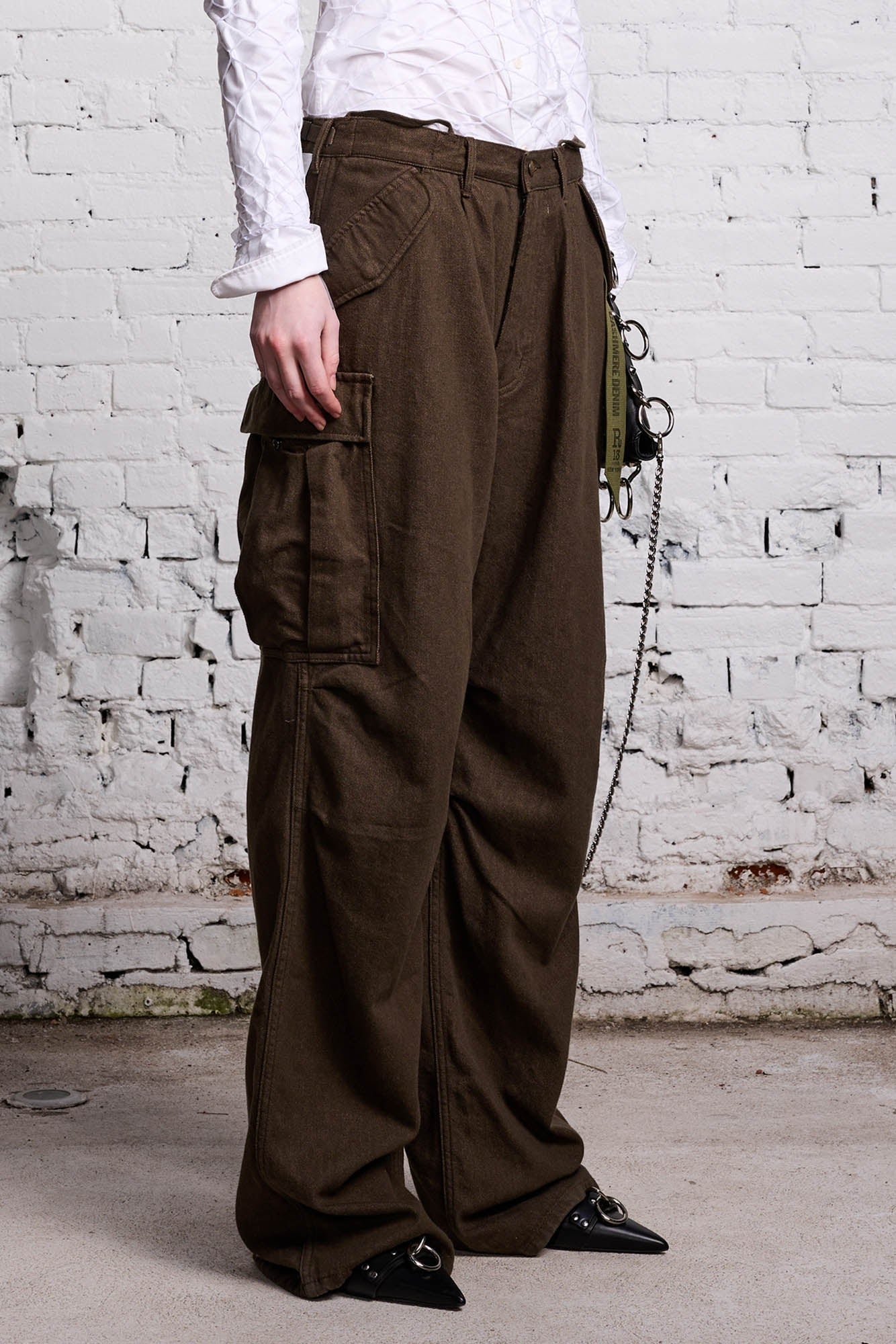 DAMON CARGO PANT - OLIVE CASHMERE DENIM - 4