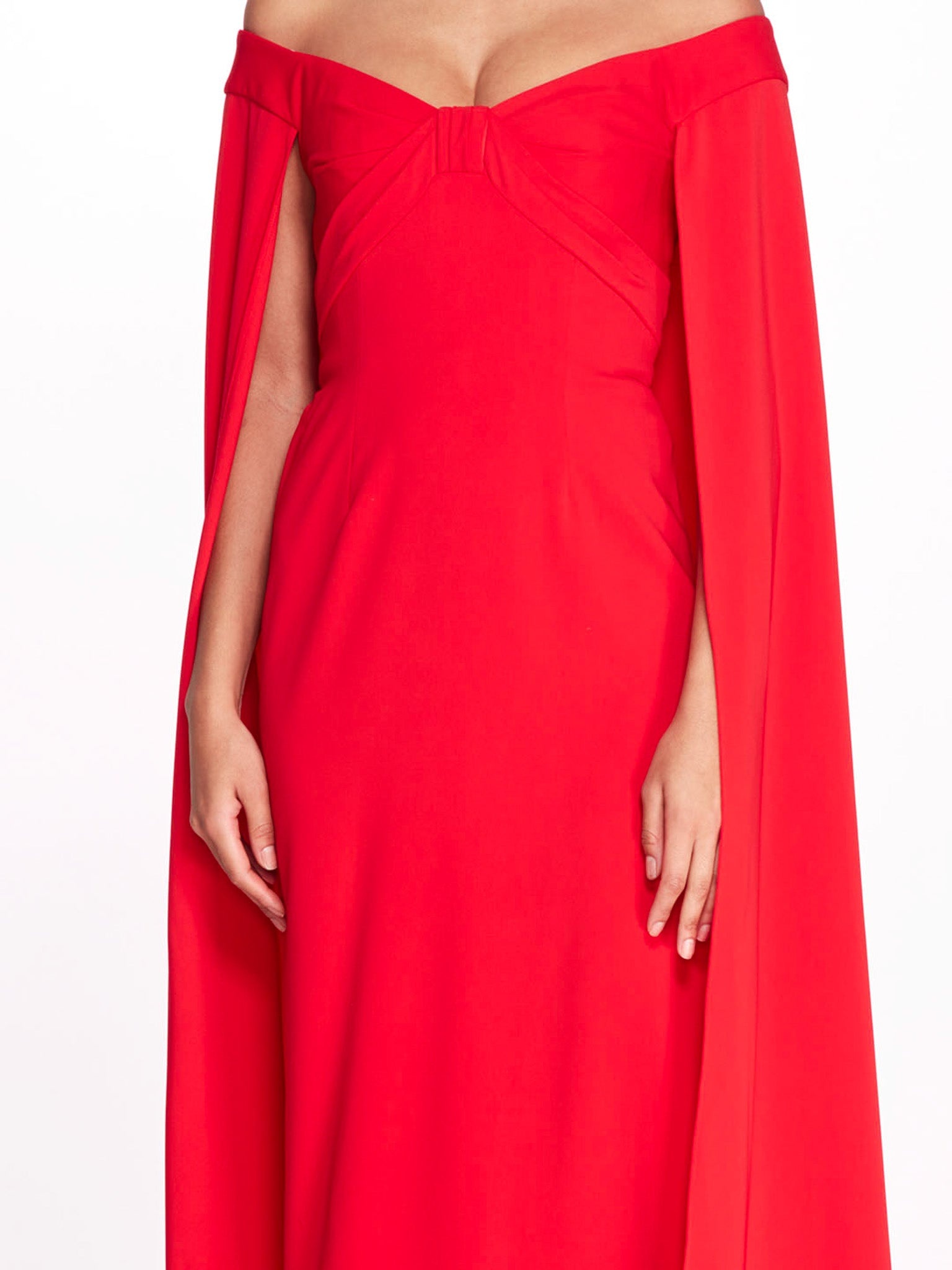 OFF SHOULDER CAPED COLUMN GOWN - 4