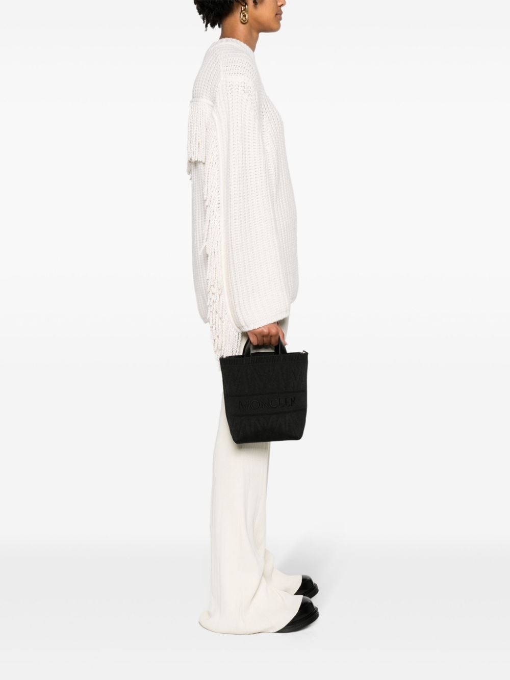 logo-embroidered woven tote bag - 2