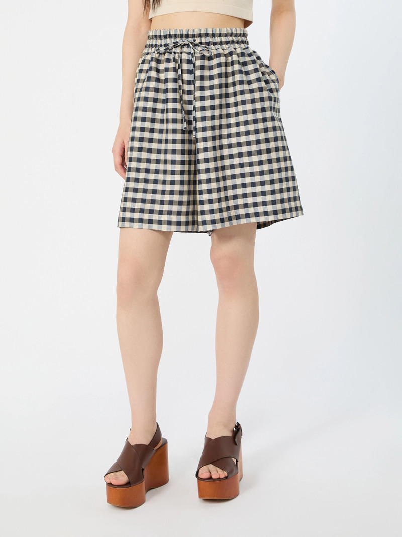 WKIASTRALE Vichy ramie and cotton Bermuda shorts - NAVY 3