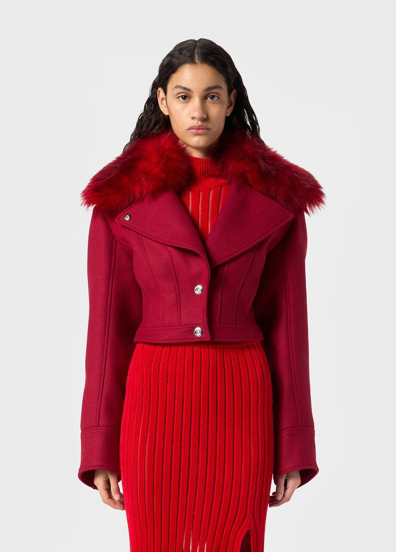 Blumarine WOOL COAT WITH FUR outlook