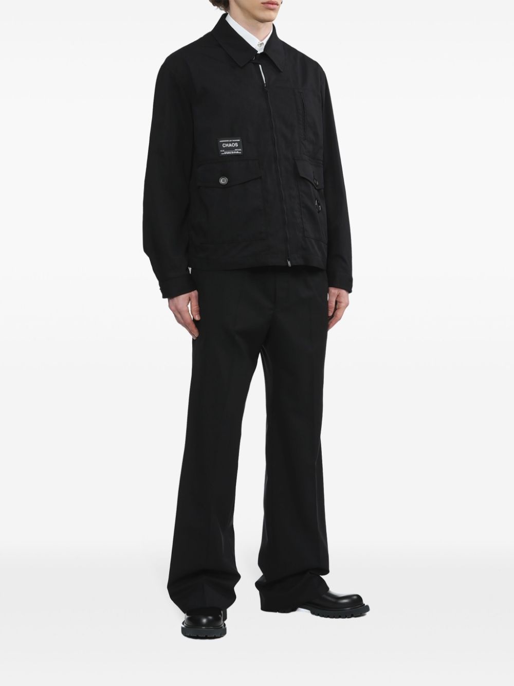 logo-patch twill shirt jacket - 2