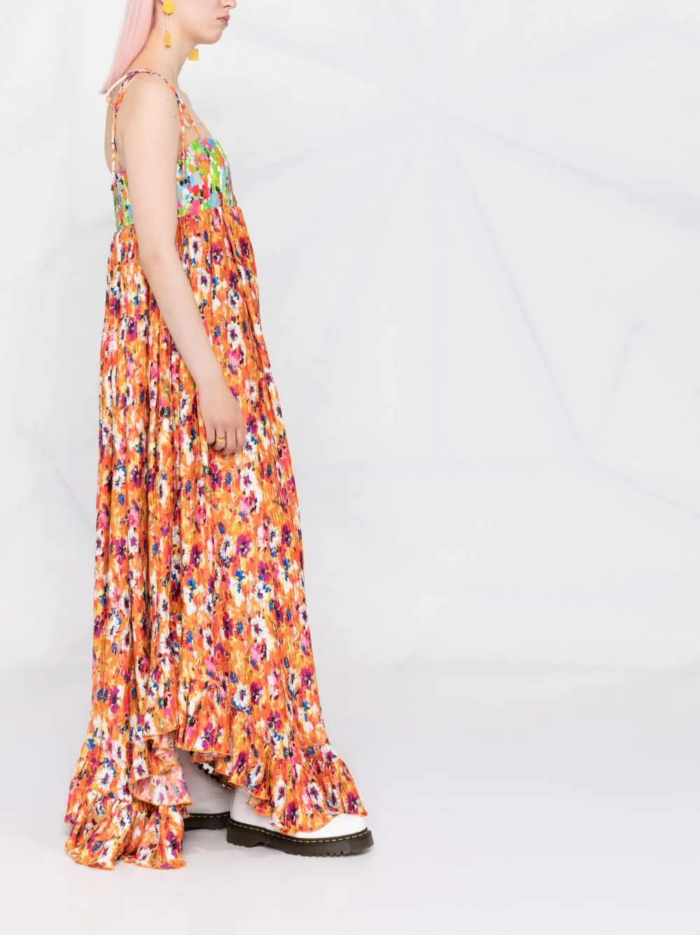 floral print pleated maxi dress - 4