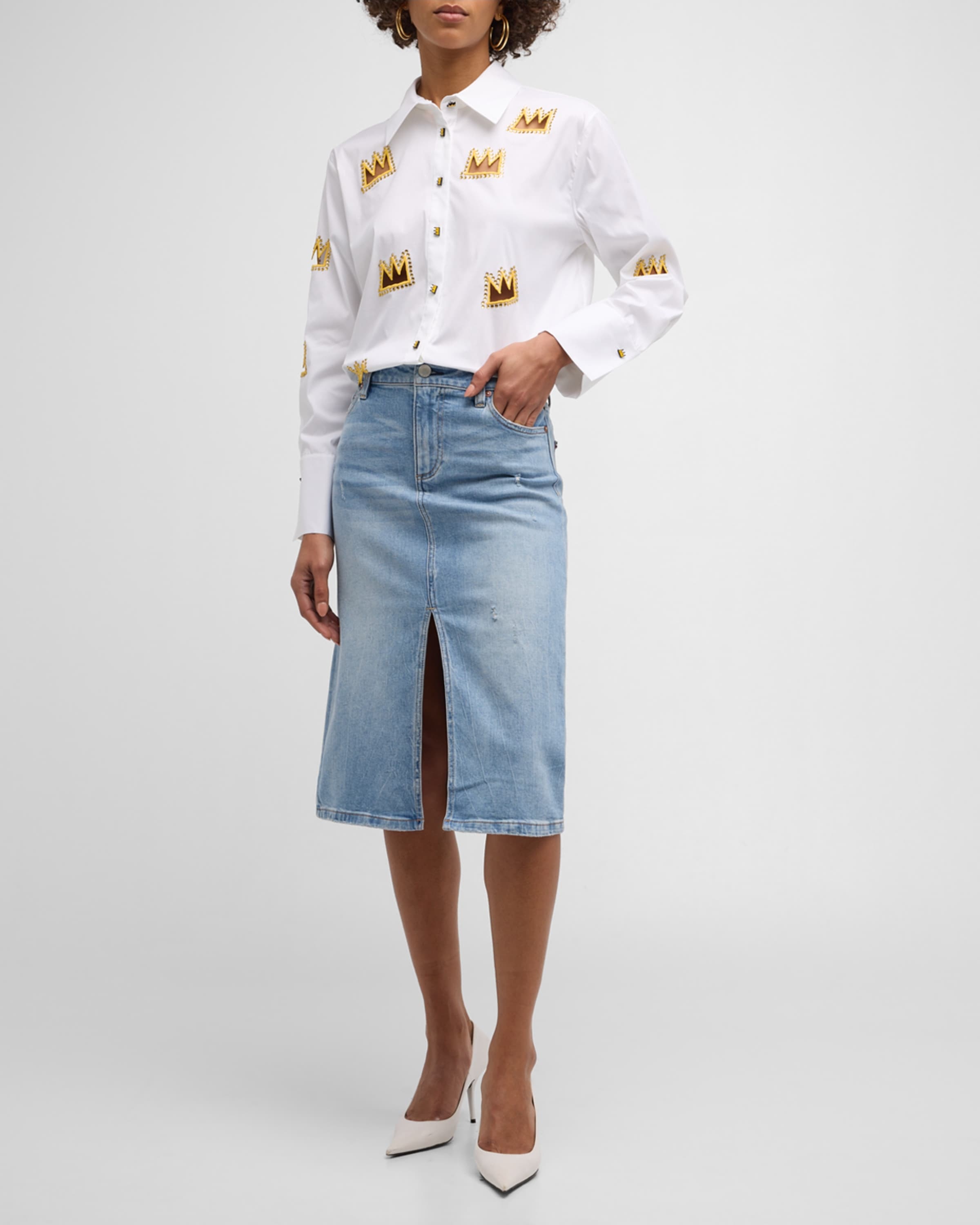 Midi Skirt Alice And Olivia Denim Skirt Alice Olivia Rye Low-Rise