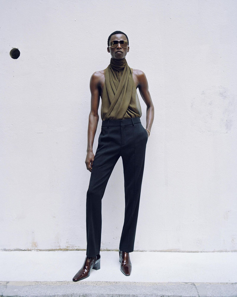 SAINT LAURENT backless halter top in silk muslin outlook