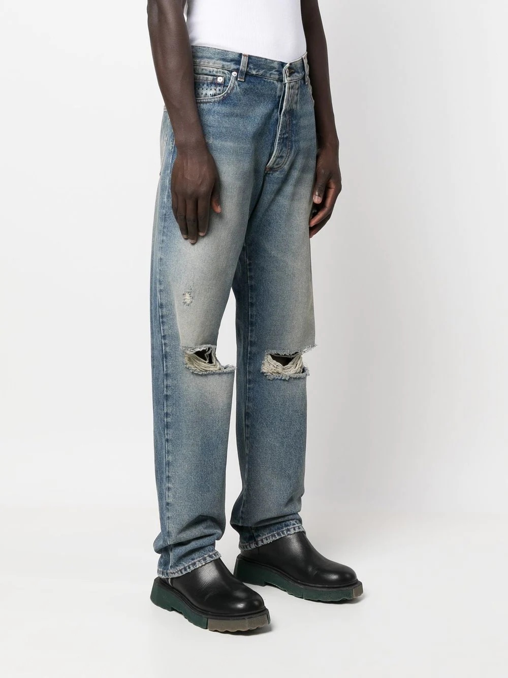 ripped straight-leg jeans - 3