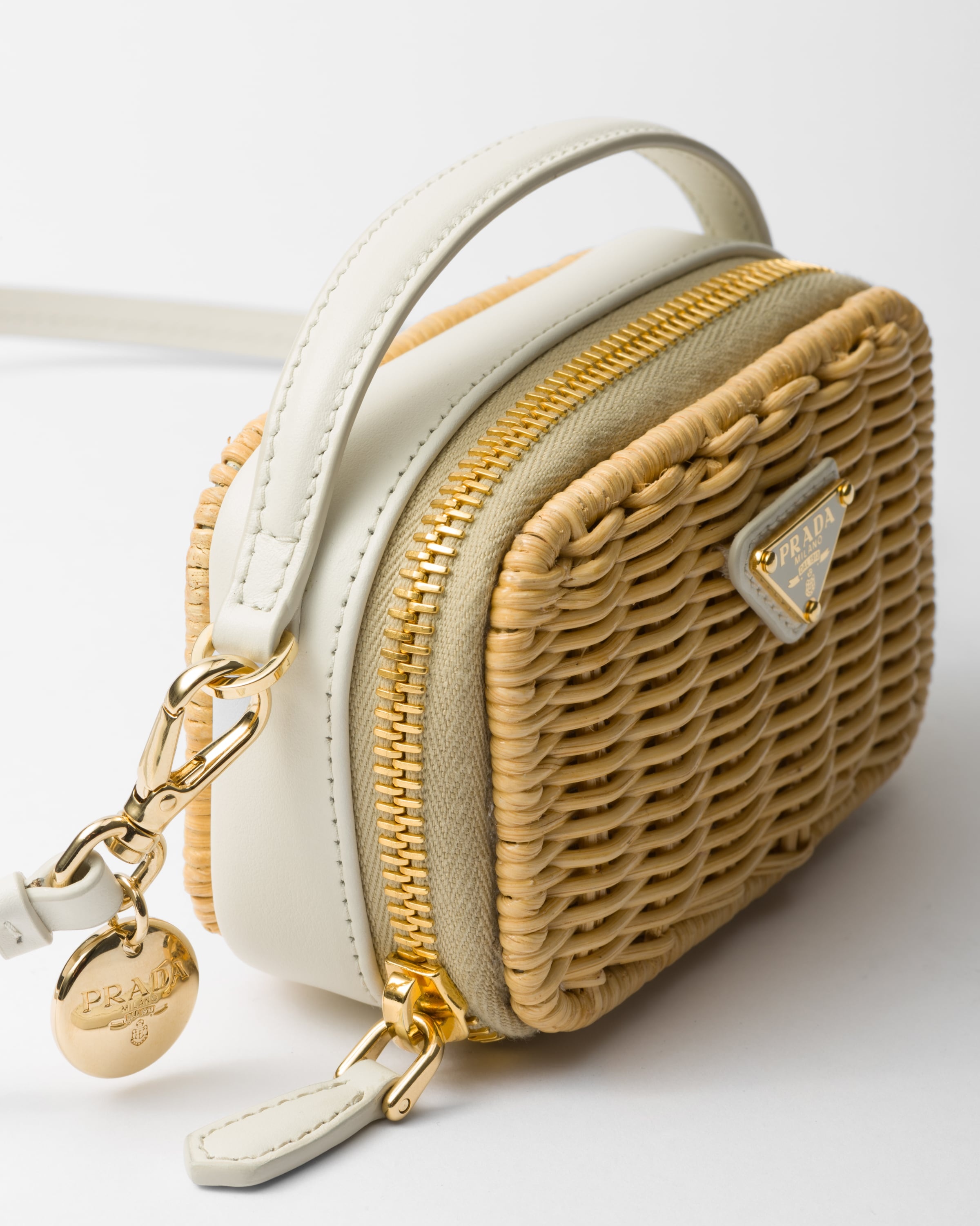 Wicker and leather mini-pouch - 5