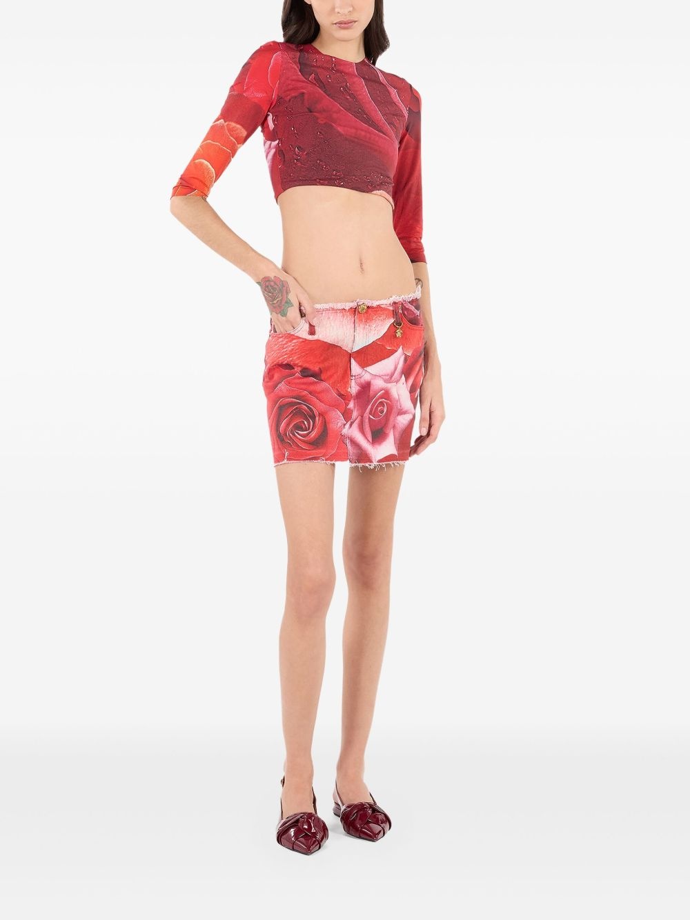 rose-print T-shirt - 2